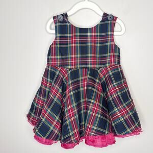 Fiveloaves‎ Twofish Toddler Girl Size 2/3 Plaid Party Dress Tulle Layers Big Bow